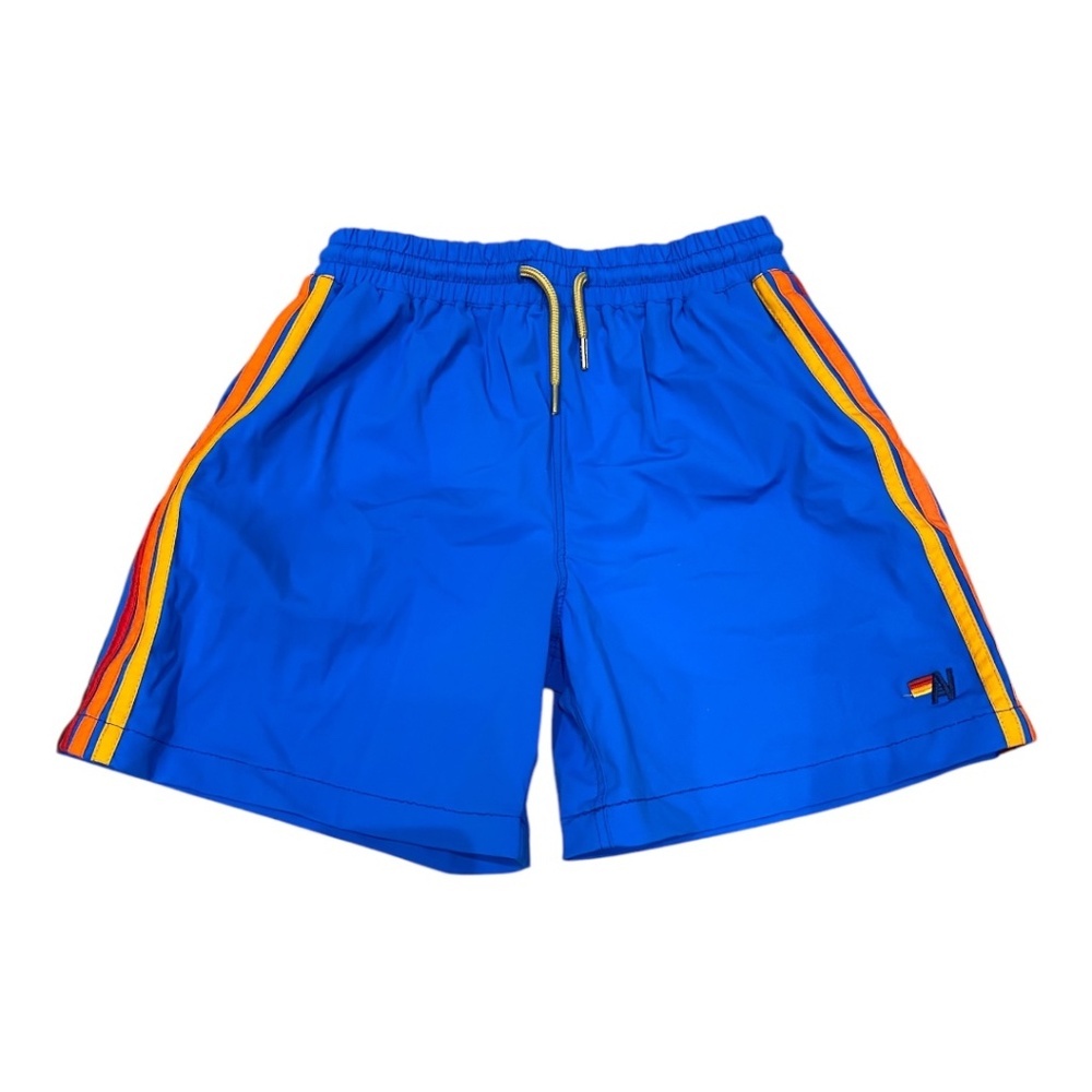 AVIATOR NATION Boys Swim Trunks Blue with Racing Stripes Size 14 Board Shorts